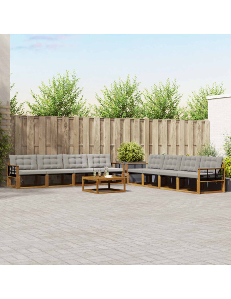 Set di divani con cuscino 9 pcs Grigio Naturale e Chiaro