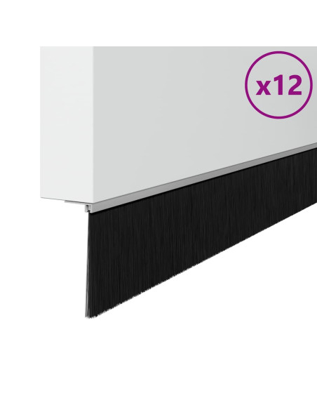 Spazzole per porte autoadesive 12 pcs Argento 100 cm