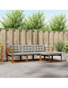 Set di divani con cuscino 4 pcs Grigio Naturale e Chiaro