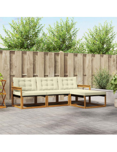 Set di divani con cuscino 4 pcs Naturale e Crema