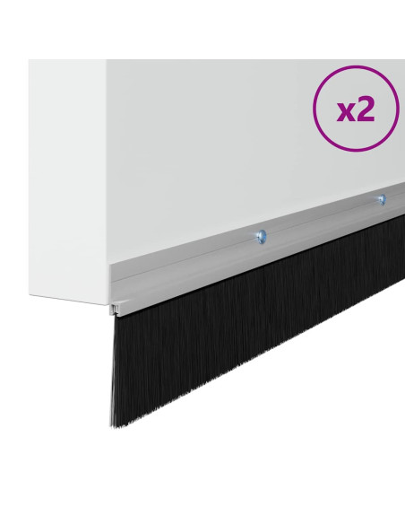 Spazzole per porte a vite 2 pcs Argento 100 cm