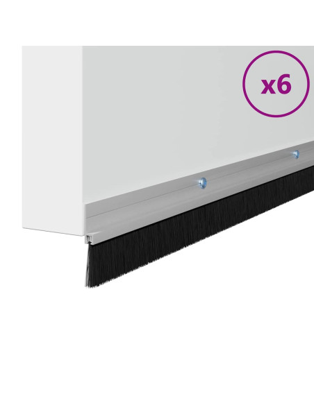Spazzole per porte a vite 6 pcs Argento 100 cm