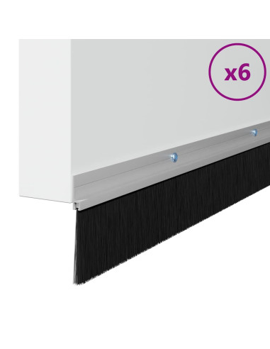 Spazzole per porte a vite 6 pcs Argento 100 cm