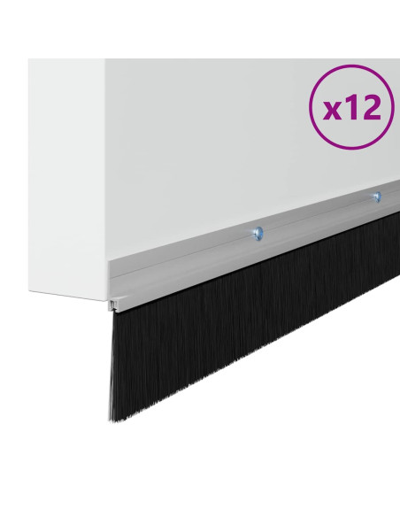 Spazzole per porte a vite 12 pcs Argento 100 cm