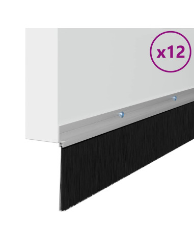 Spazzole per porte a vite 12 pcs Argento 100 cm