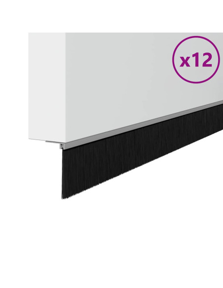 Spazzole per porte a vite 12 pcs Argento 100 cm