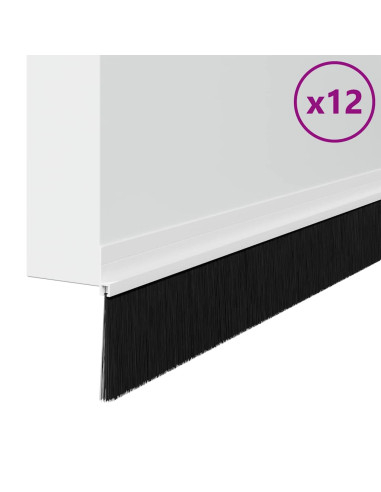 Spazzole per porte autoadesive 12 pcs Bianco 100 cm