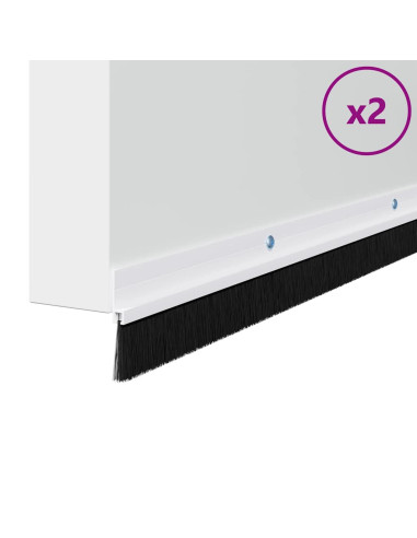 Spazzole per porte a vite 2 pcs Bianco 100 cm Lega di alluminio