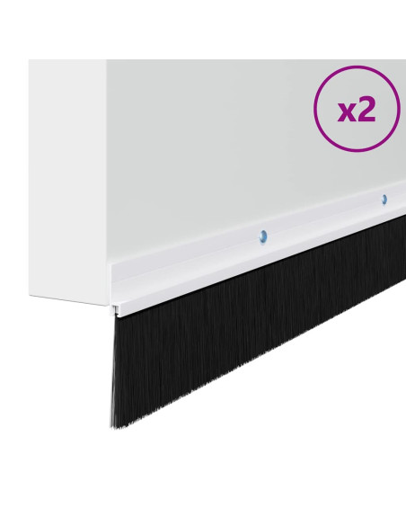 Spazzole per porte a vite 2 pcs Bianco 100 cm Lega di alluminio