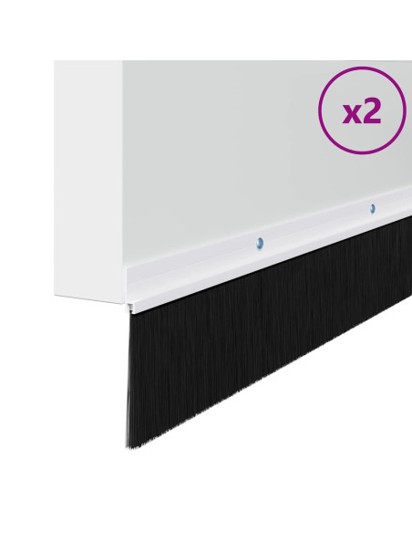 Spazzole per porte a vite 2 pcs Bianco 100 cm Lega di alluminio