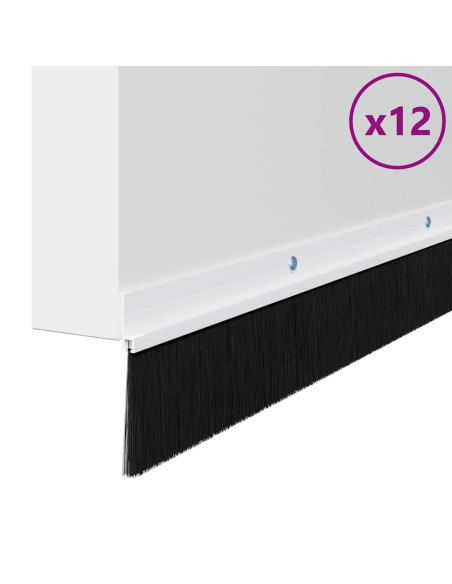 Spazzole per porte a vite 12 pcs Bianco 100 cm