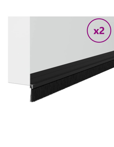 Spazzole per porte autoadesive 2 pcs Nero 100 cm