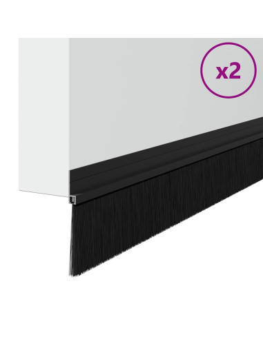 Spazzole per porte autoadesive 2 pcs Nero 100 cm