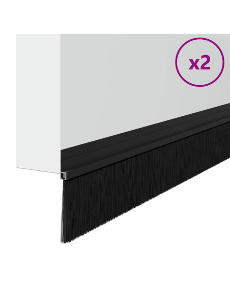 Spazzole per porte autoadesive 2 pcs Nero 100 cm