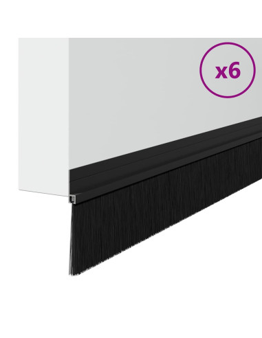 Spazzole per porte autoadesive 6 pcs Nero 100 cm
