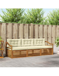 Set di divani con cuscino 3 pcs Naturale e Crema