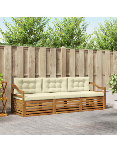 Set di divani con cuscino 3 pcs Naturale e Crema