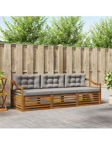 Set di divani con cuscino 3 pcs Grigio Naturale e Chiaro