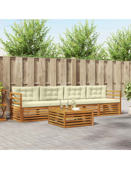 Set di divani con cuscino 5 pcs Naturale e Crema