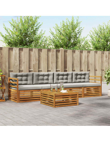 Set di divani con cuscino 5 pcs Grigio Naturale e Chiaro