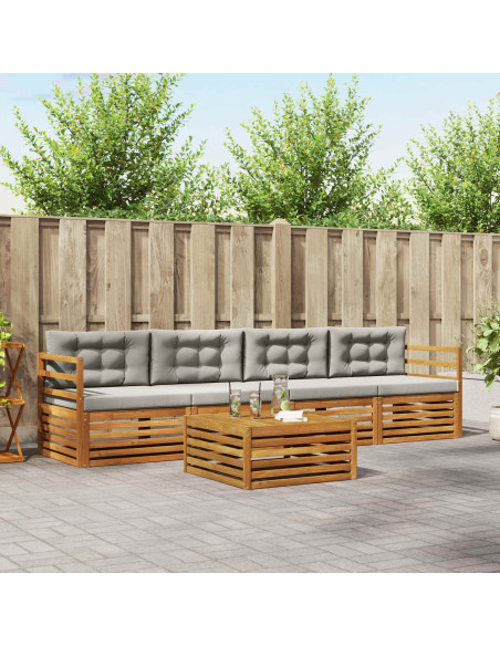 Set di divani con cuscino 5 pcs Grigio Naturale e Chiaro