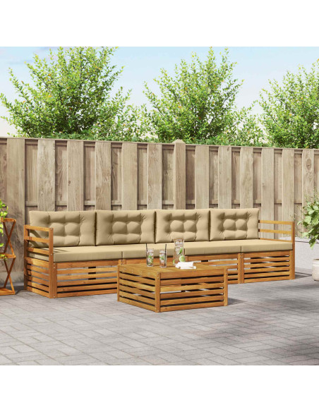 Set di divani con cuscino 5 pcs Naturale e Beige