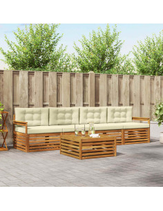 Set di divani con cuscino 5 pcs Naturale e Crema