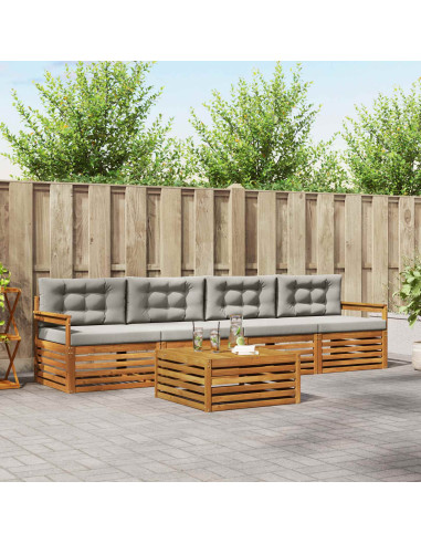 Set di divani con cuscino 5 pcs Grigio Naturale e Chiaro