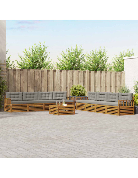 Set di divani con cuscino 9 pcs Grigio Naturale e Chiaro