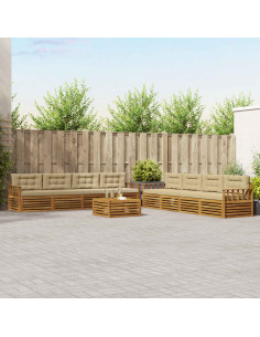 Set di divani con cuscino 9 pcs Naturale e Beige