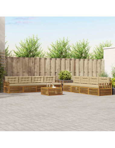 Set di divani con cuscino 9 pcs Naturale e Beige