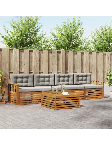 Set di divani con cuscino 5 pcs Grigio Naturale e Chiaro