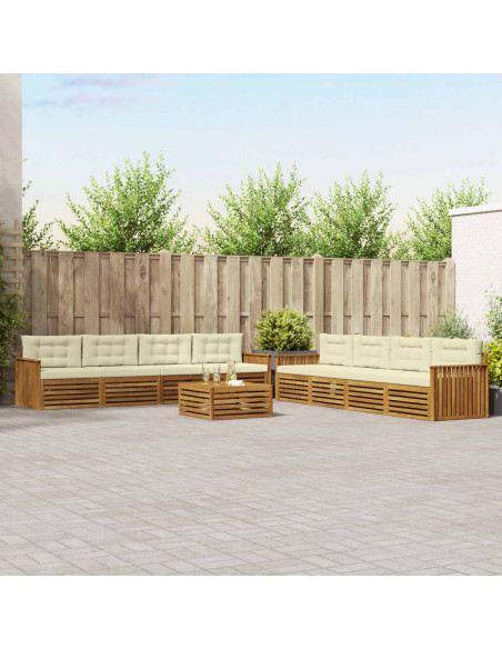 Set di divani con cuscino 9 pcs Naturale e Crema
