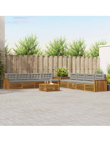 Set di divani con cuscino 9 pcs Grigio Naturale e Chiaro