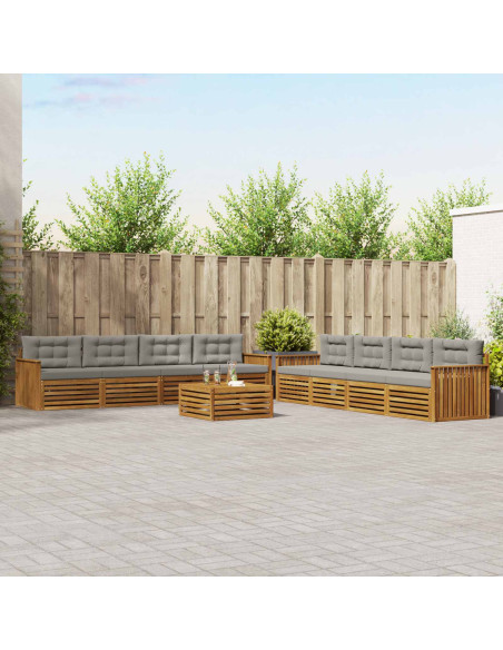 Set di divani con cuscino 9 pcs Grigio Naturale e Chiaro