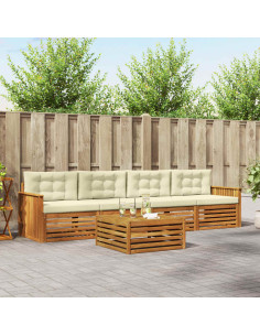 Set di divani con cuscino 5 pcs Naturale e Crema