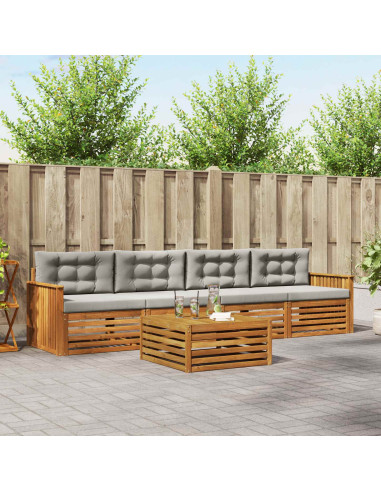 Set di divani con cuscino 5 pcs Grigio Naturale e Chiaro