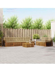 Set di divani con cuscino 7 pcs Naturale e Beige