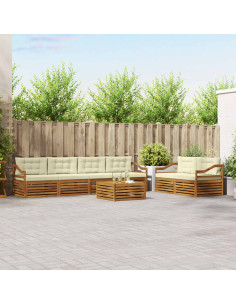 Set di divani con cuscino 7 pcs Naturale e Crema