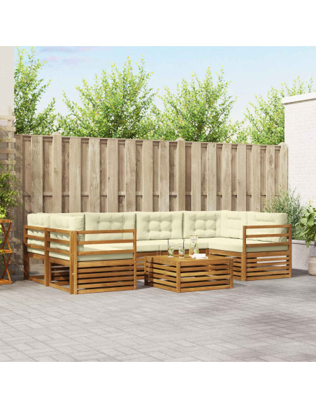 Set di divani con cuscino 8 pcs Naturale e Crema