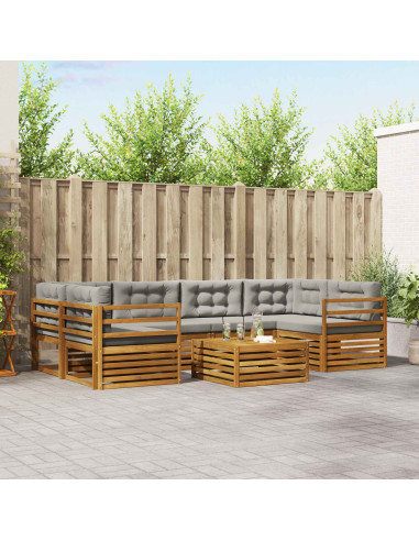 Set di divani con cuscino 21 pcs Grigio Naturale e Chiaro