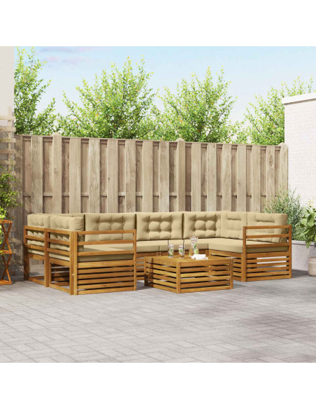 Set di divani con cuscino 8 pcs Naturale e Beige