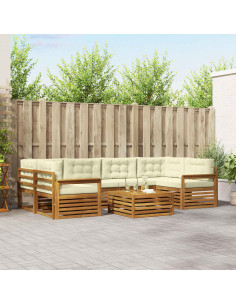 Set di divani con cuscino 8 pcs Naturale e Crema