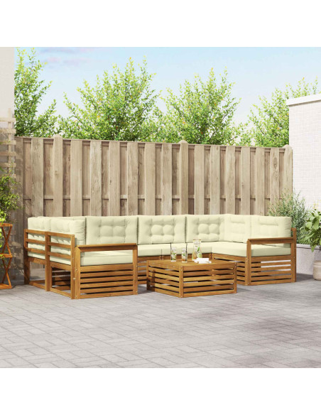 Set di divani con cuscino 8 pcs Naturale e Crema