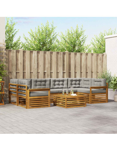 Set di divani con cuscino 21 pcs Grigio Naturale e Chiaro