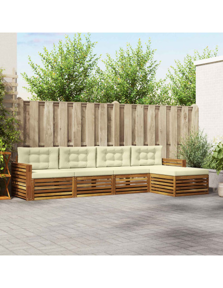 Set di divani con cuscino 5 pcs Naturale e Crema