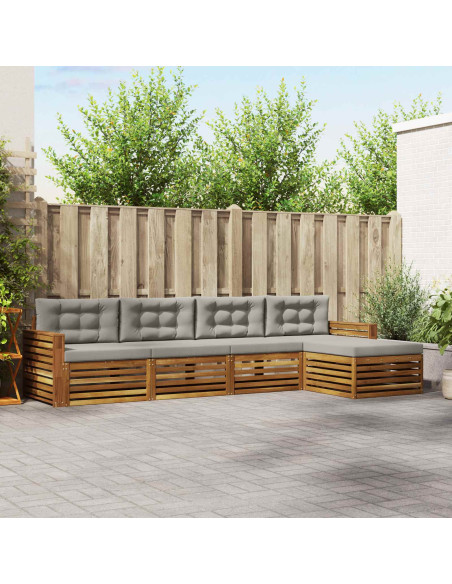 Set di divani con cuscino 5 pcs Grigio Naturale e Chiaro