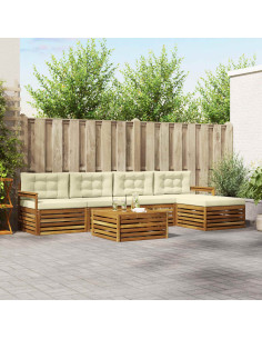 Set di divani con cuscino 6 pcs Naturale e Crema