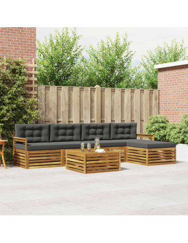 Set di divani con cuscino 6 pcs Naturale e Antracite