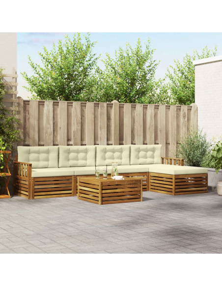 Set di divani con cuscino 6 pcs Naturale e Crema